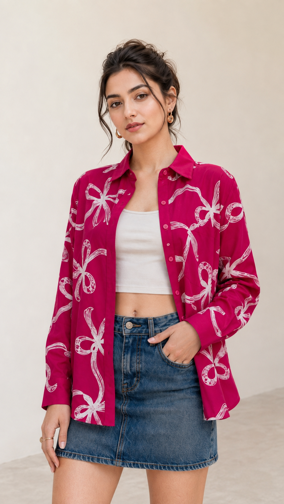 Magenta Ribbon Sweetheart Stylish Shirt