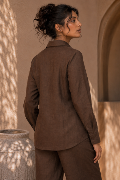 Chocolate Brown Embroidered Co-ord Set