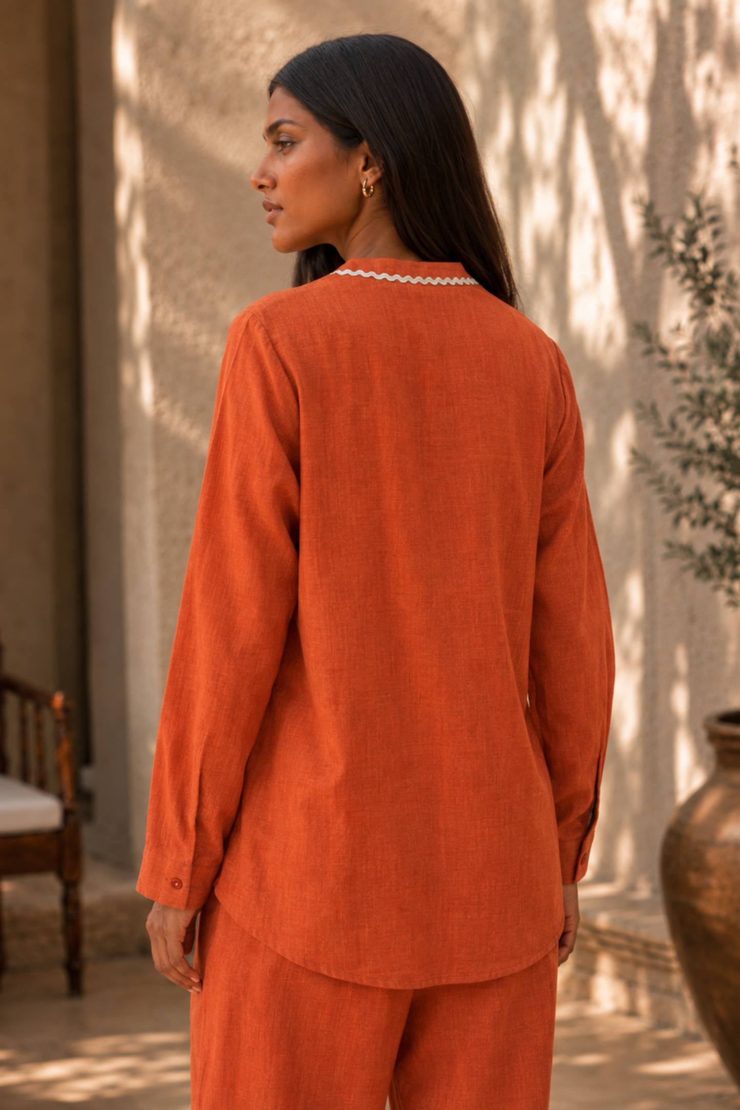 Rust Orange Embroidered Co-ord Set
