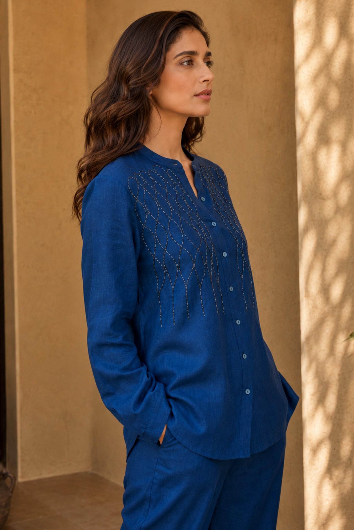 Royal Blue Embroidered Co-ord Set