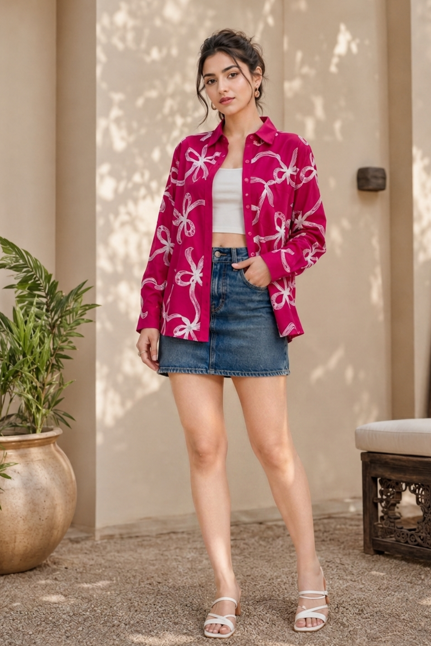 Magenta Ribbon Shirt