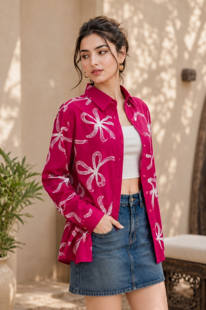 Magenta Ribbon Shirt