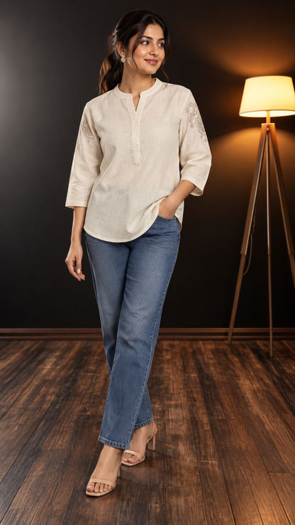 Embroidered Festive Tunic Shirt For Women