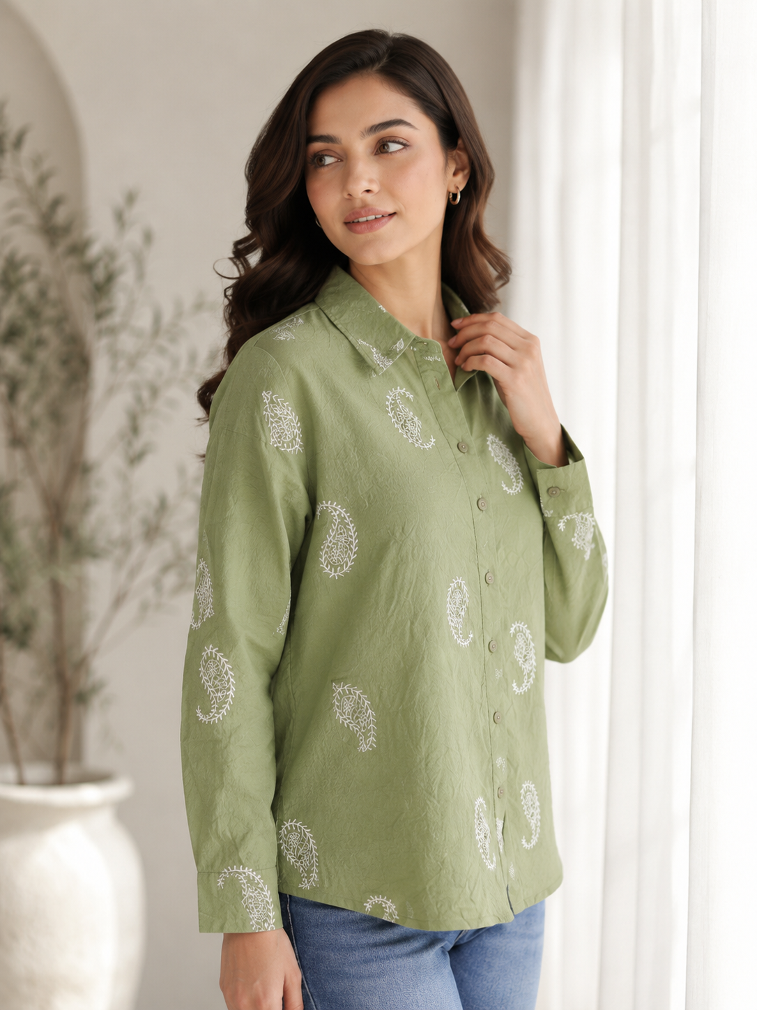 Sage Paisley Charm Shirt