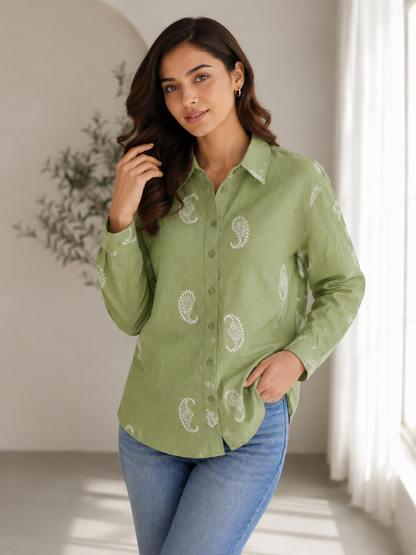 Sage Paisley Charm Shirt
