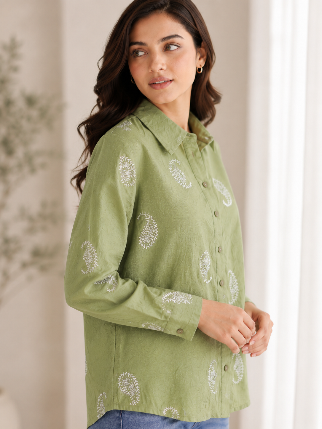 Sage Paisley Charm Shirt