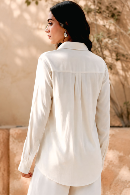 Ivory Bloom Embroidered Shirt