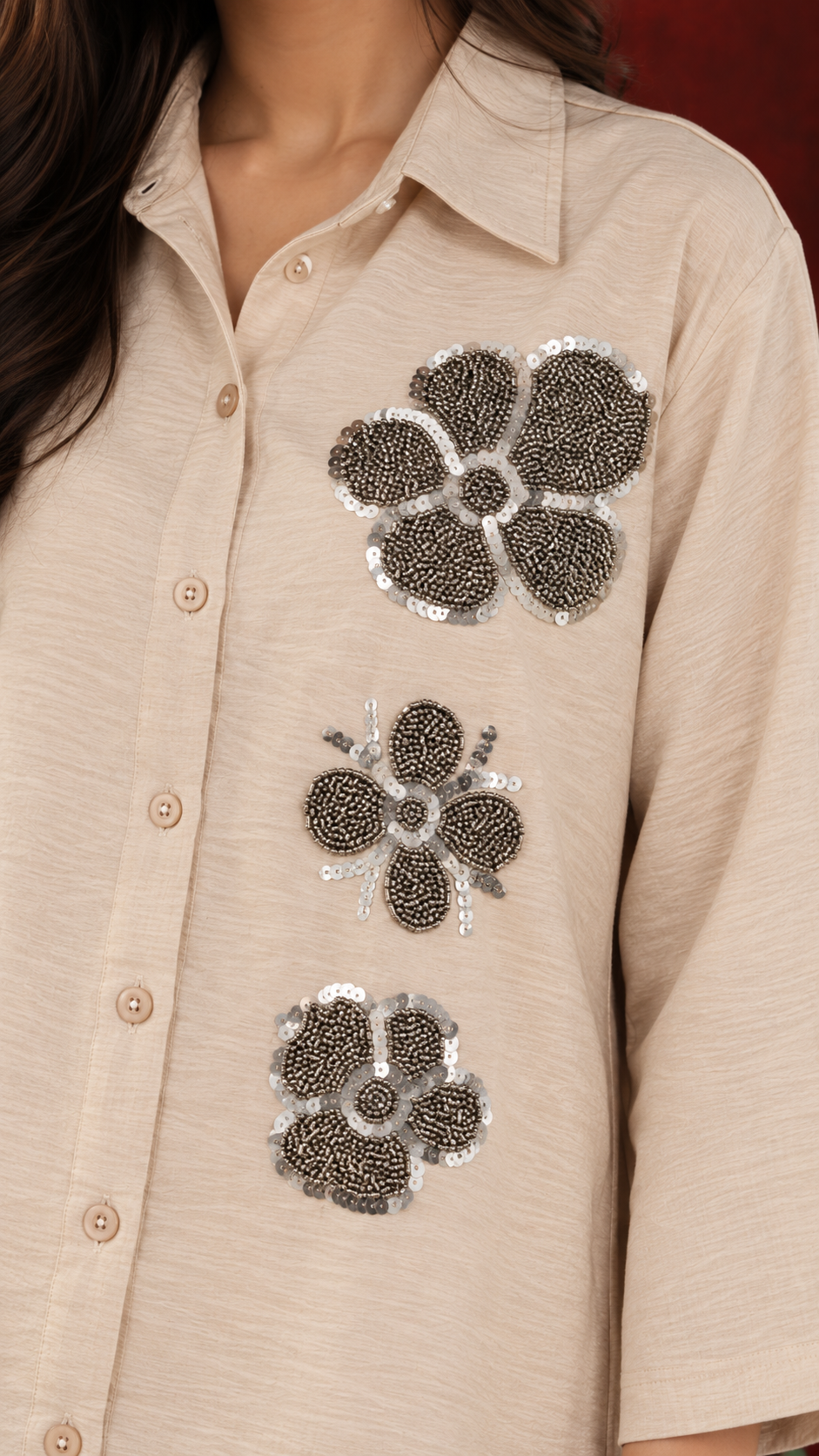 Flora Embellished Chic Relaxed Co-Ord Set