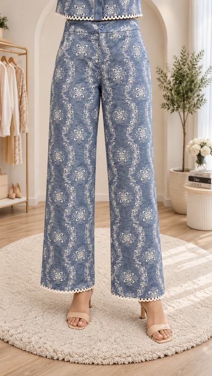 Special Blue Grace Embroidered Co-Ord Set
