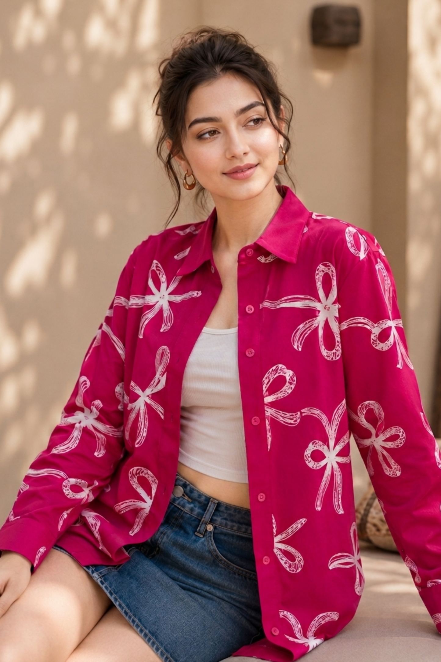 Magenta Ribbon Shirt