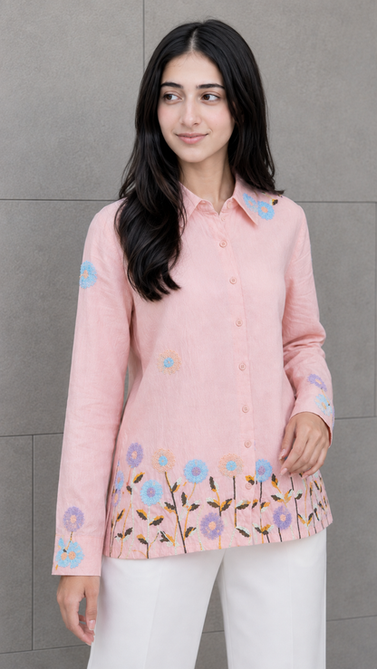 Blush Blossom Floral Style Classic Shirt