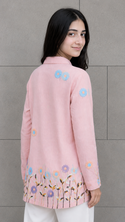 Blush Blossom Floral Style Classic Shirt