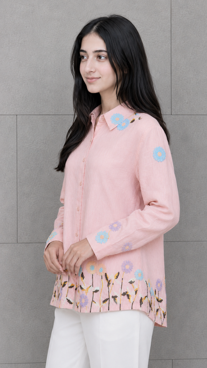 Blush Blossom Floral Style Classic Shirt