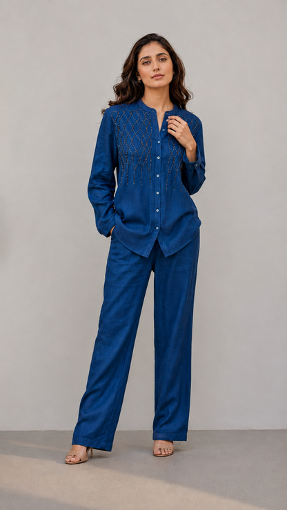 Royal Blue Sapphire Glow Style Co-ord Set