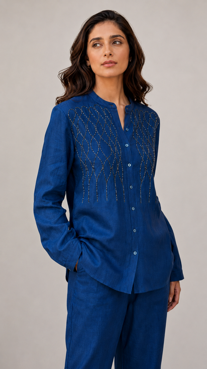 Royal Blue Sapphire Glow Style Co-ord Set