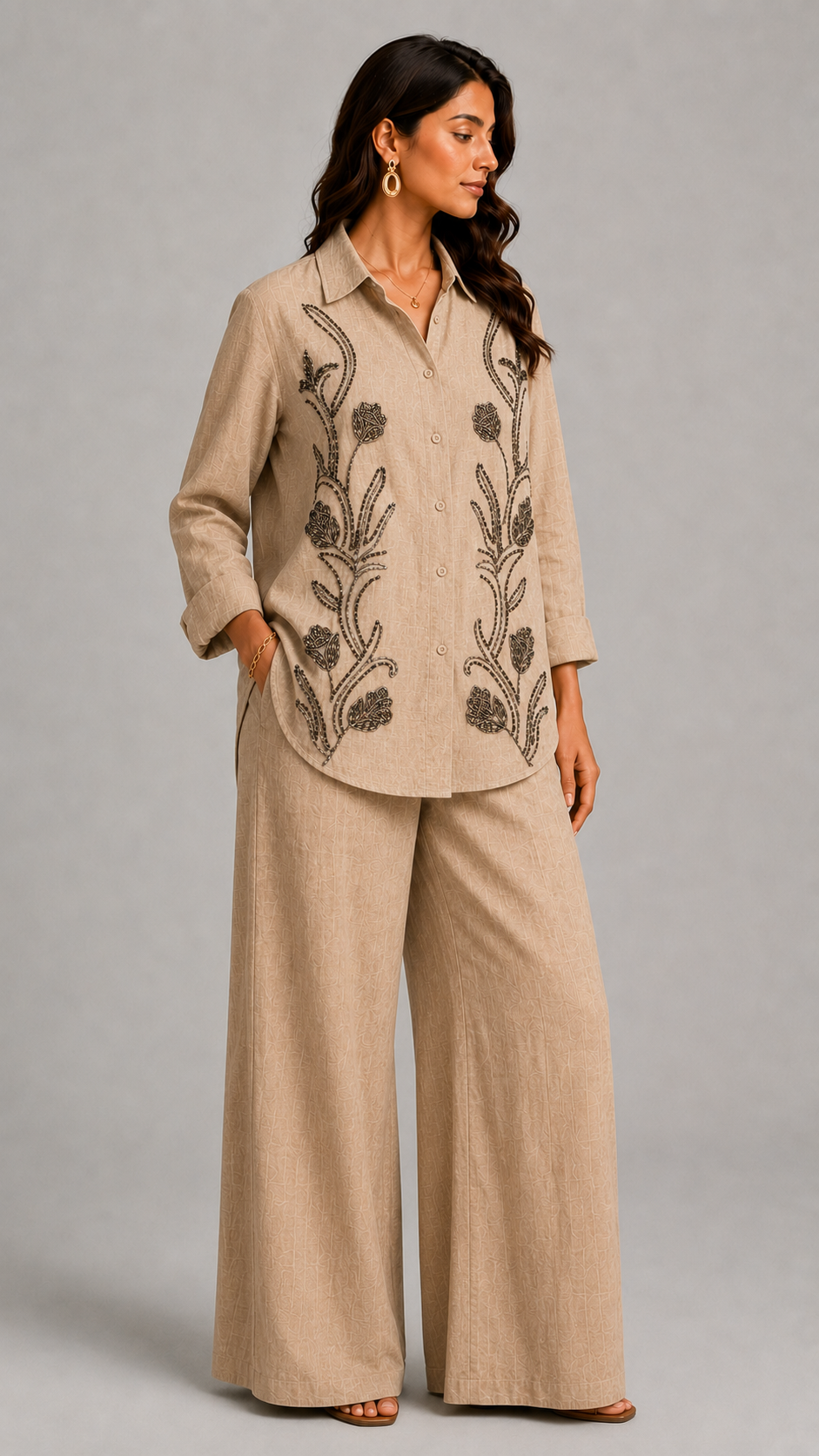 Beige Floral Dreamy Daisy Style Co-ord Set