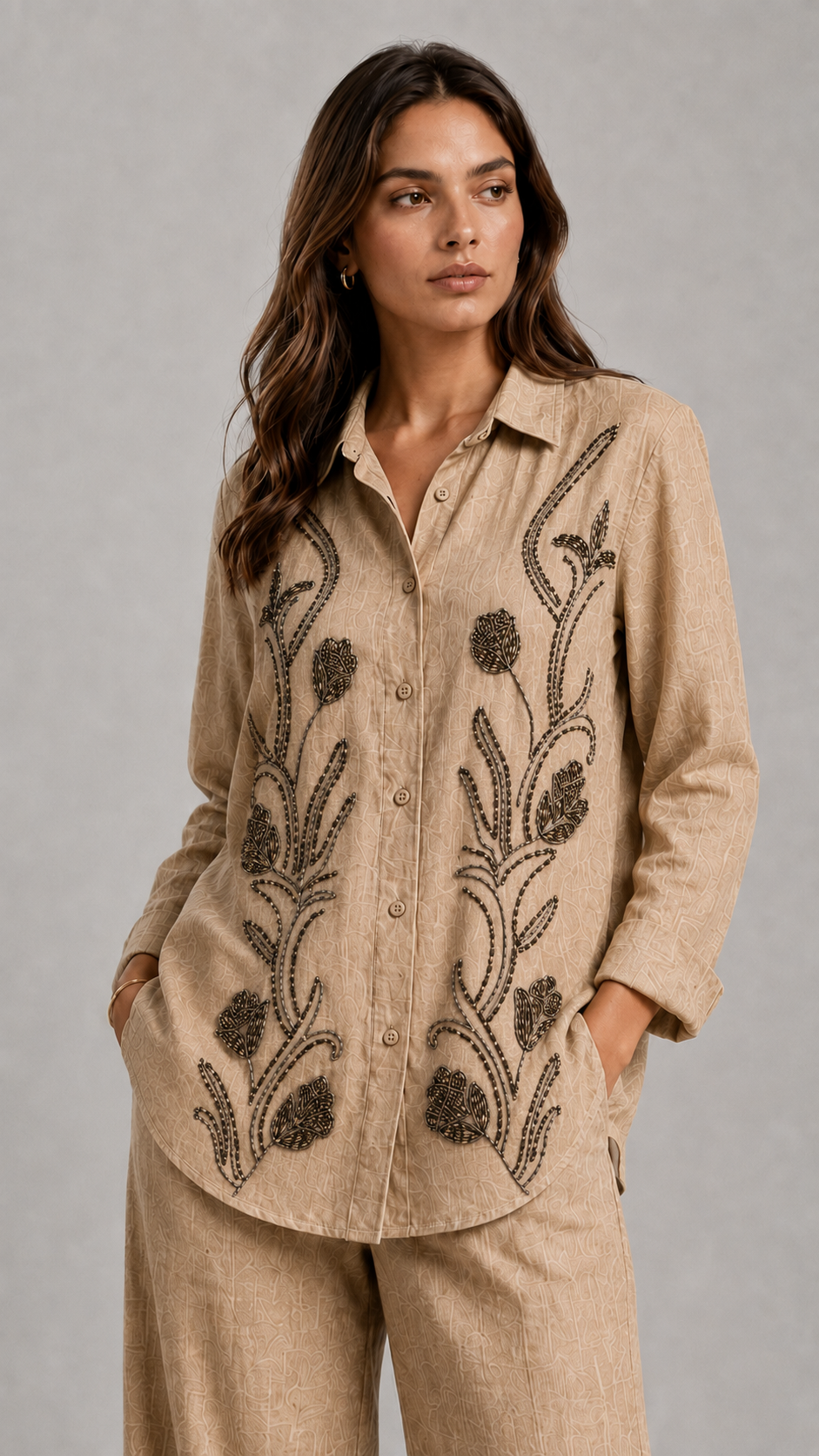Beige Floral Dreamy Daisy Style Co-ord Set