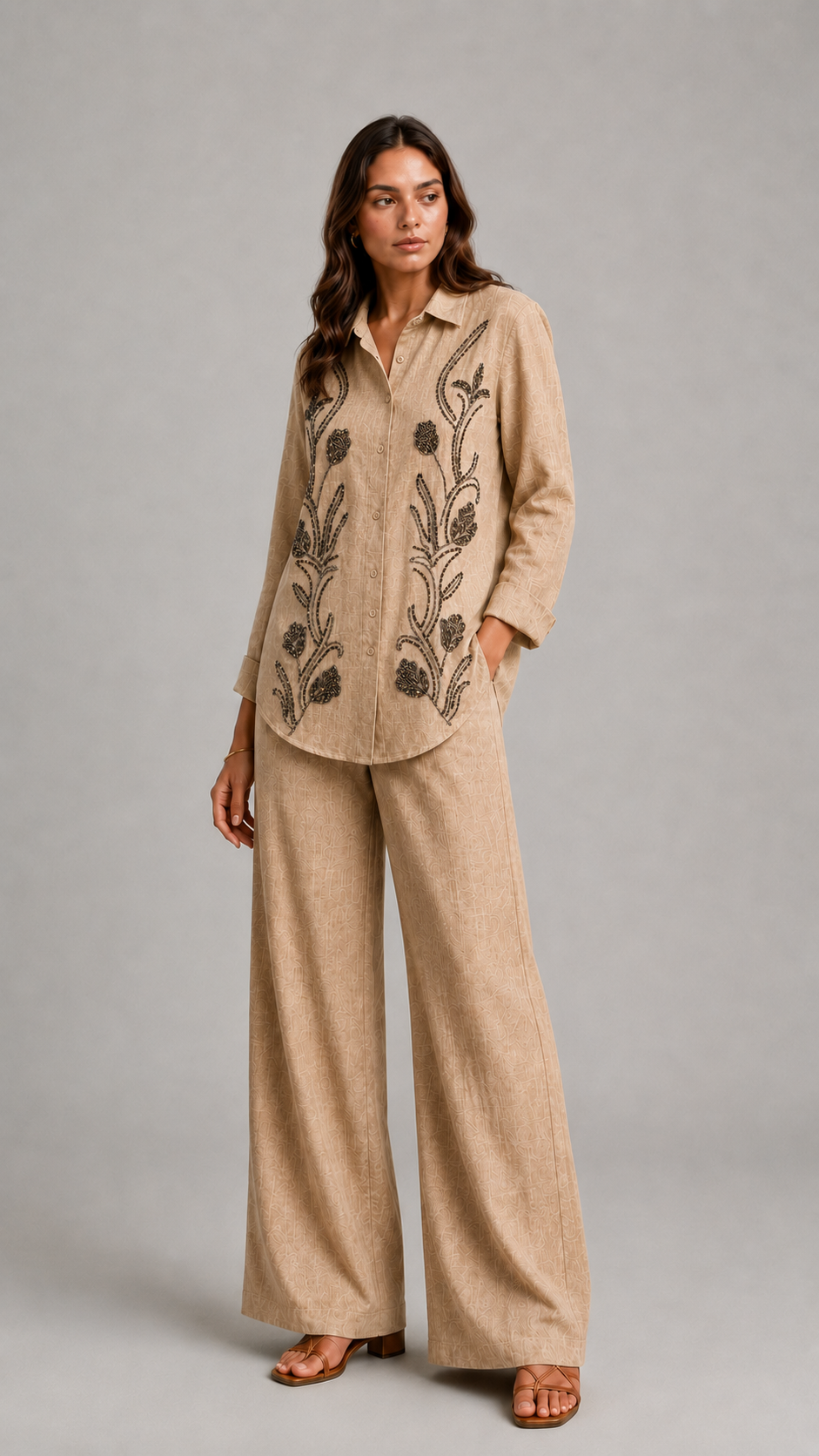 Beige Floral Dreamy Daisy Style Co-ord Set