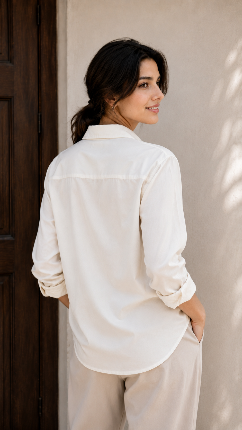 Night Sky Cream Garden Graceful Collar Shirt