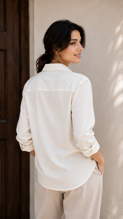 Night Sky Cream Garden Graceful Collar Shirt