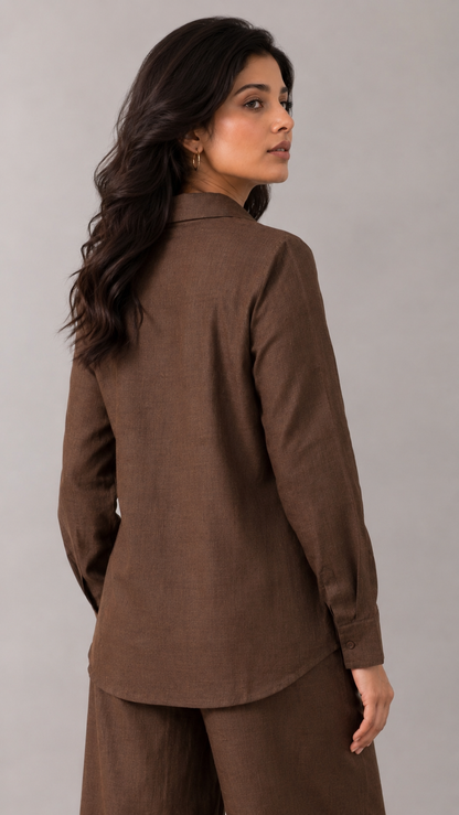 Cocoa Brown Beaded Co-ord Set for Women