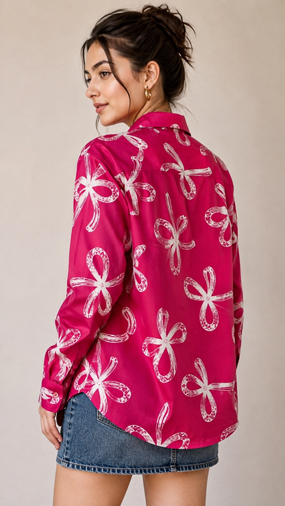 Magenta Ribbon Sweetheart Stylish Shirt