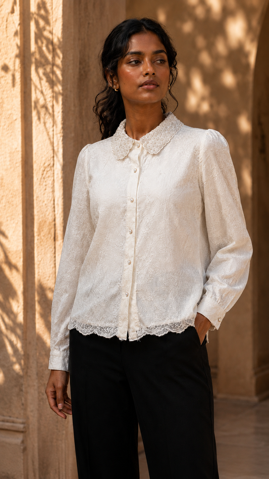 Ivory Lace Detail Shirt