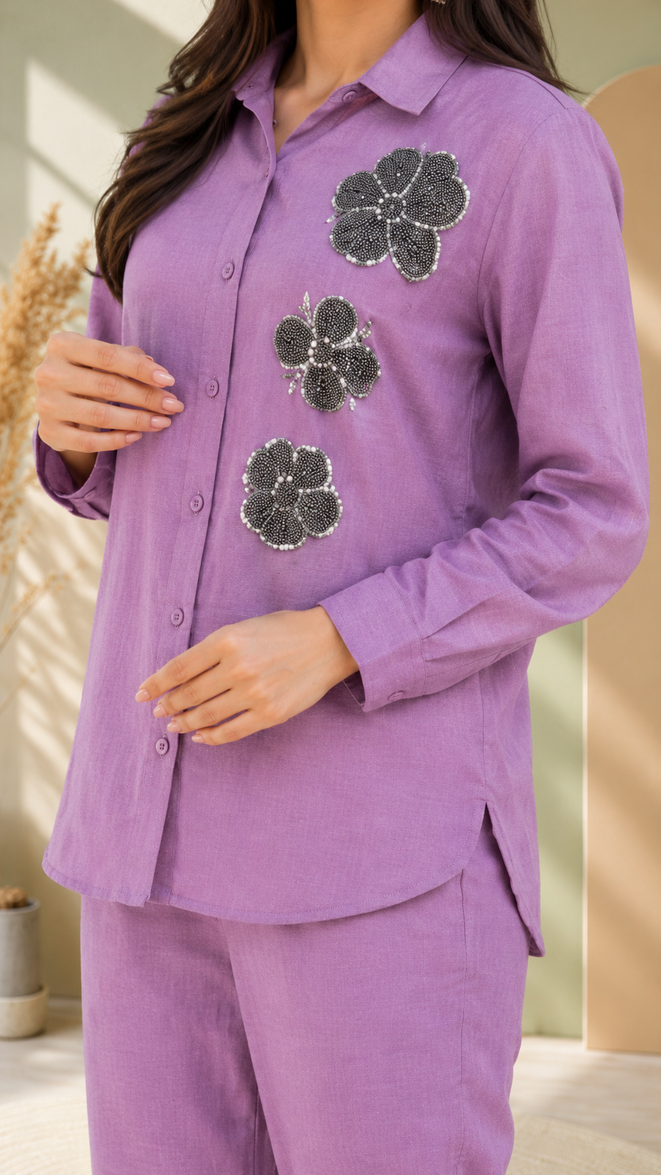 Flora Embellished Chic Relaxed Co-Ord Set