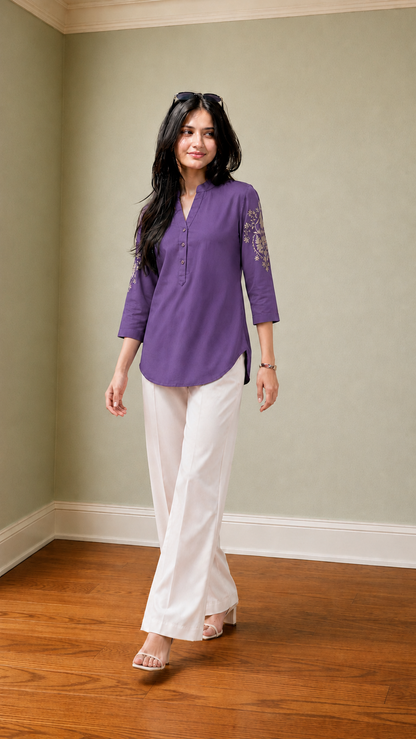 Embroidered Festive Tunic Shirt For Women