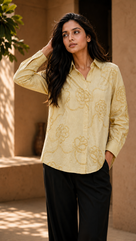 Luminous Floral Embroidered Shirt