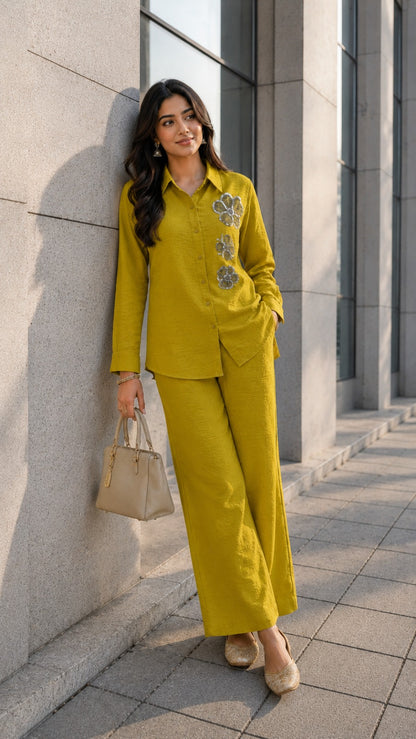 Flora Embellished Chic Relaxed Co-Ord Set