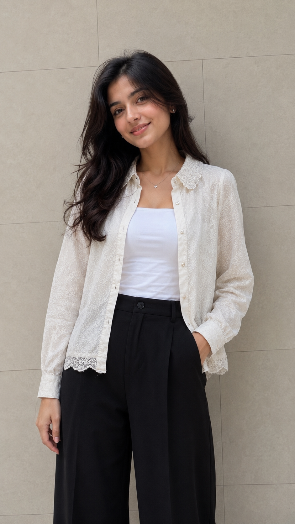 Beaded Neck Lace Grace Shirt For Women