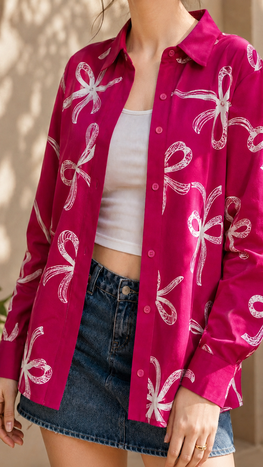 Magenta Ribbon Shirt