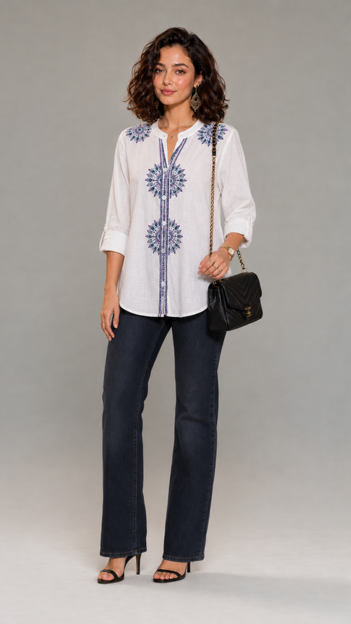 Aura Embroidered Chic Heritage Tunic Shirt