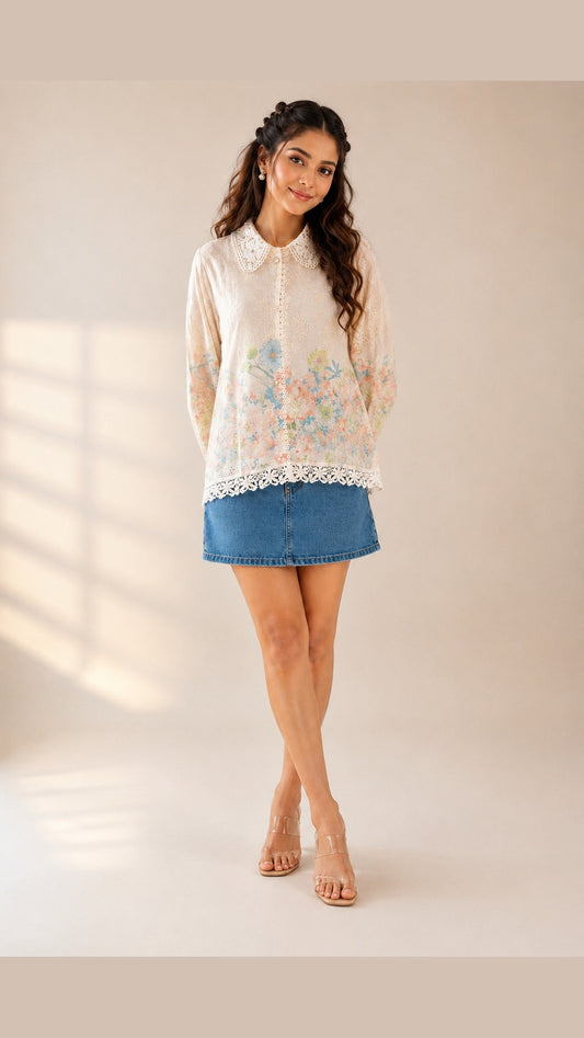 Whimsical Garden Lace Shirt