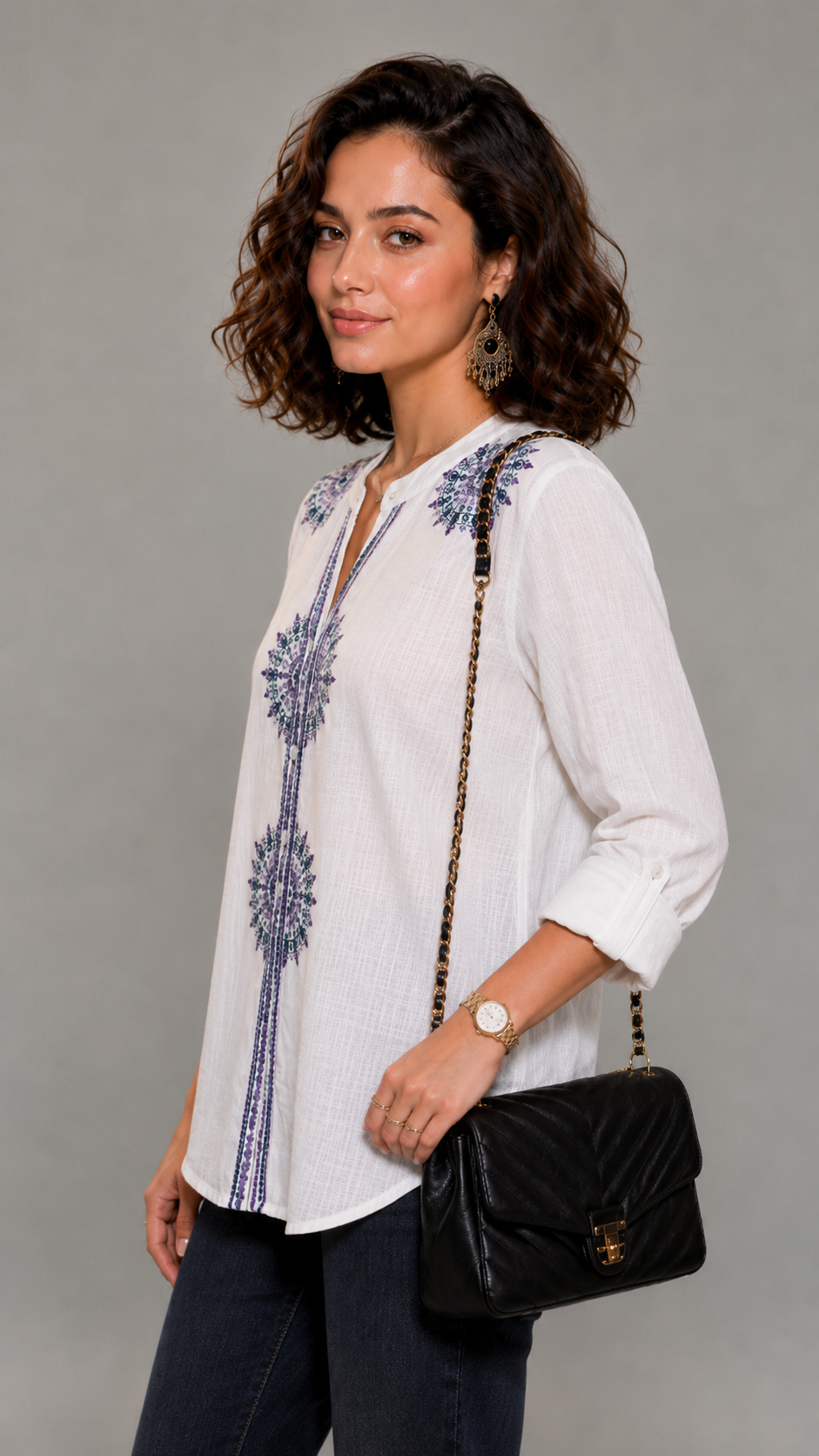 Aura Embroidered Chic Heritage Tunic Shirt