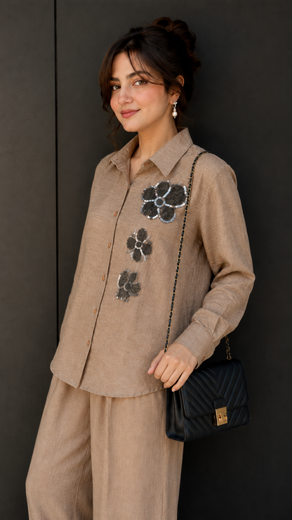 Flora Embellished Chic Relaxed Co-Ord Set