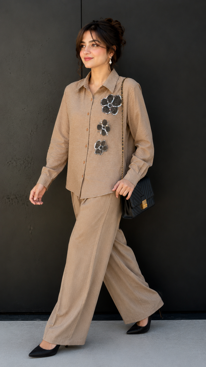 Flora Embellished Chic Relaxed Co-Ord Set