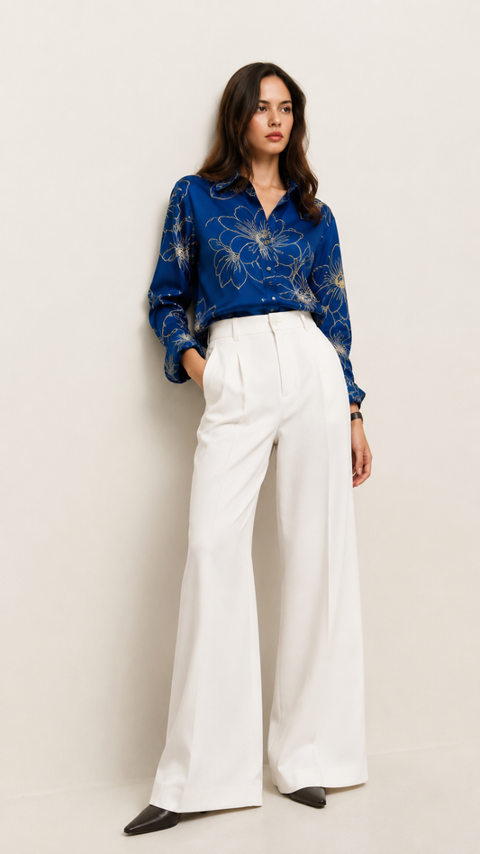 Royal Blue Petal Dream Shirt For Women