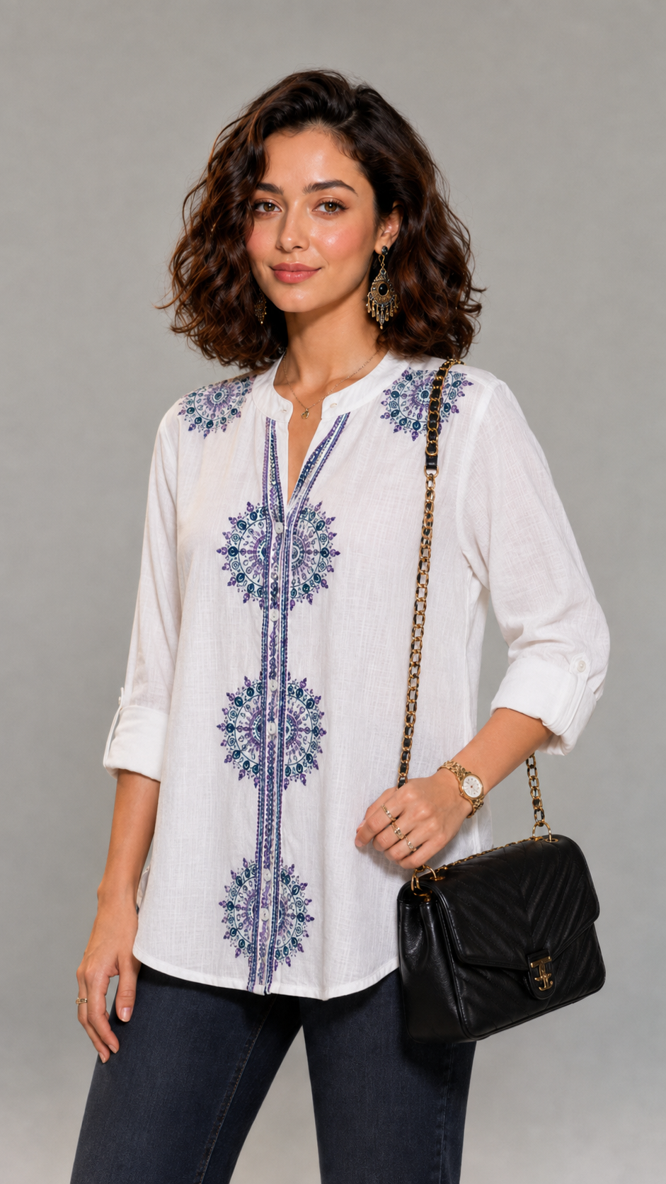 Aura Embroidered Chic Heritage Tunic Shirt